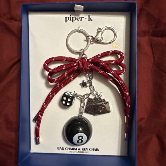 Piper K Accessories - Piper K Feeling Lucky Red & Black Charm Bag & Key Chain Decorative Box 8 ball